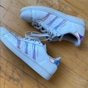 Adidas shiny Superstar sneakers size 9